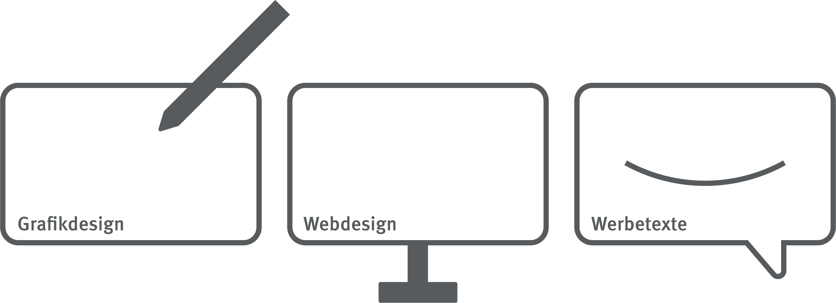 Icons Grafikdesign, Webdesign, Werbetexte